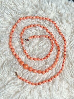 Vintage Hand Knotted Pink Coral Necklace